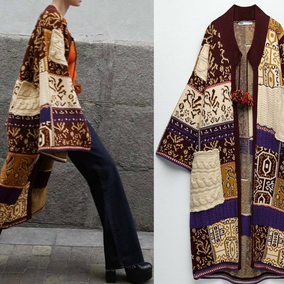 ZARA JACQUARD CAPE COAT SPECIAL EDITION - Picture 5 of 13